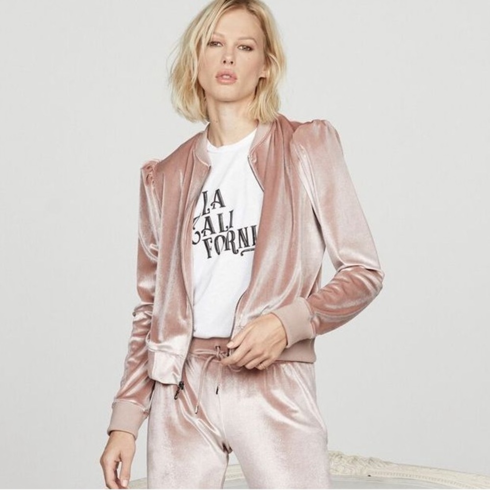 David Lerner Vanessa zip up velvet jacket